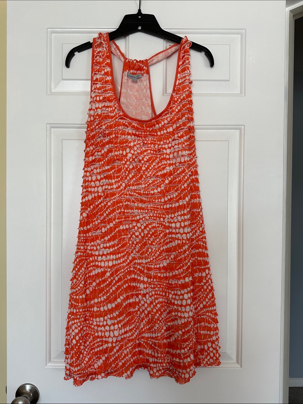 Charlotte Russe Orange and White Textured Sleeveless Dress large
